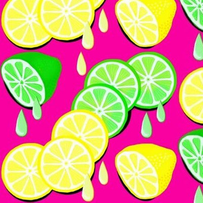 Lemon Lime Pop Art / on Hot Pink  