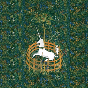 The Unicorn Is In Captivity ~ Floral Tapestry ~ Fleurs de Lynn  