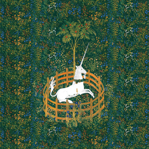 The Unicorn Is In Captivity ~ Floral Tapestry ~ Fleurs de Lynn  ~ Reverse