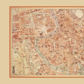 Rome map, antique - large FQ, tea towel