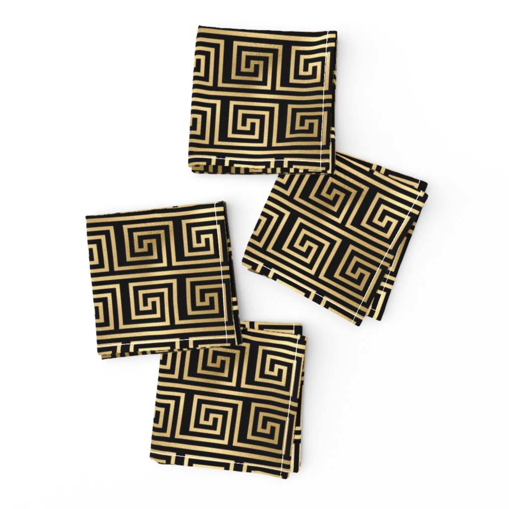 Black and Gold Foil Vintage Art Deco Key Pattern