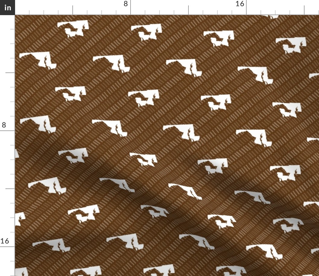 Maryland State Shape Pattern Brown and White Stripes