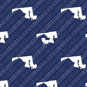 Maryland State Shape Pattern Dark Blue and White Stripes