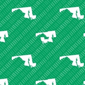 Maryland State Shape Pattern Green and White Stripes