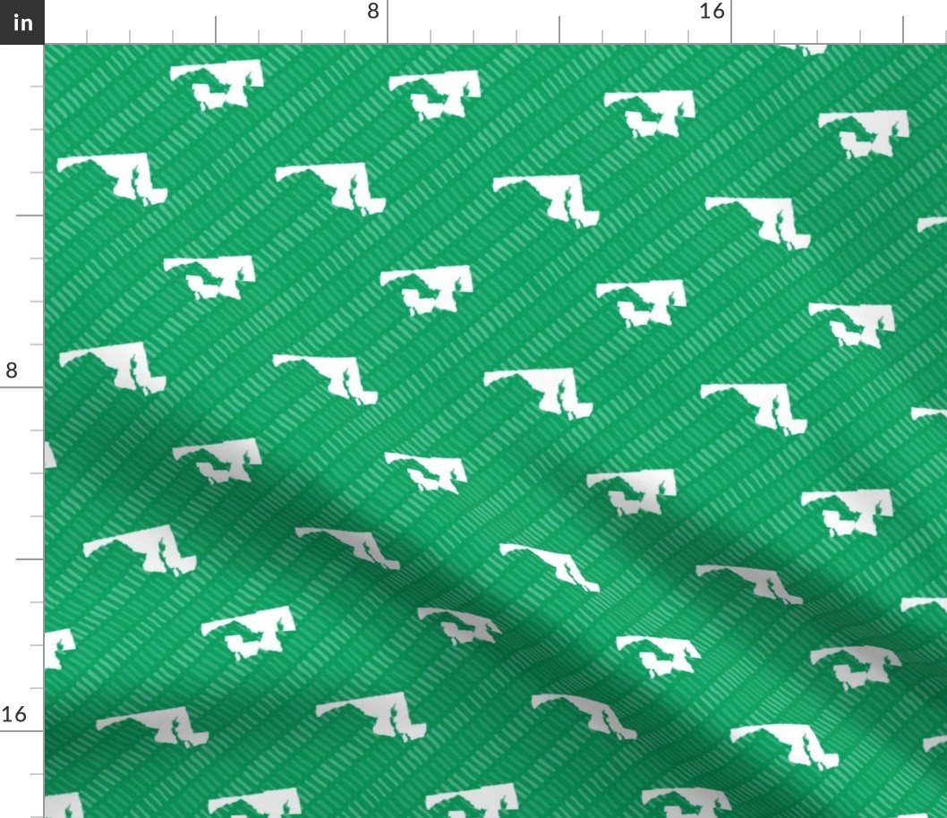 Maryland State Shape Pattern Green and White Stripes