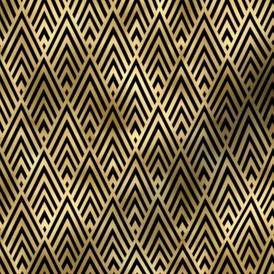 Small Diamond Chevrons in Black and Gold Vintage Faux Foil Art Deco Vintage Foil Pattern