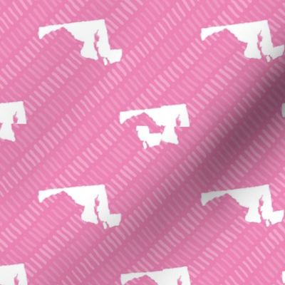 Maryland State Shape Pattern Pink and White Stripes