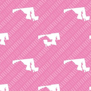 Maryland State Shape Pattern Pink and White Stripes