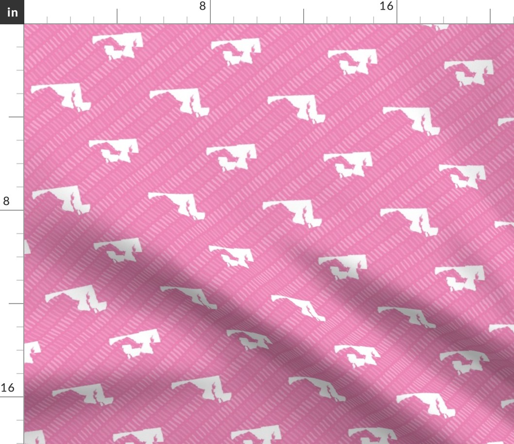 Maryland State Shape Pattern Pink and White Stripes