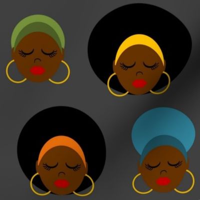 Afro Head Wraps on Gray_Medium