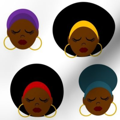 Afro Head Wraps on White _ Medium