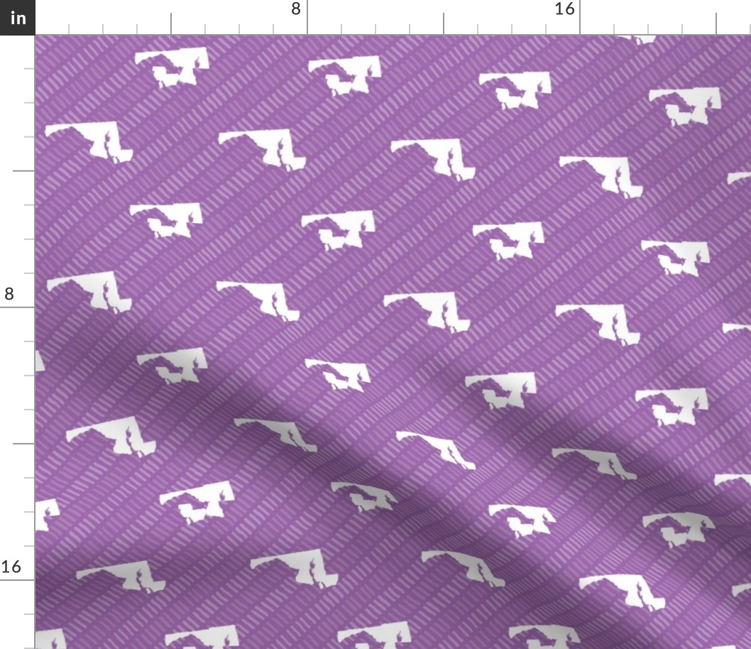 Maryland State Shape Pattern Purple and White Stripes