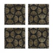 Vintage Foil Palm Fans in Black and Gold Art Deco Neo Classical Pattern