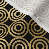 Circle Rings in Black and Gold Vintage Faux Foil Art Deco Vintage Foil Pattern