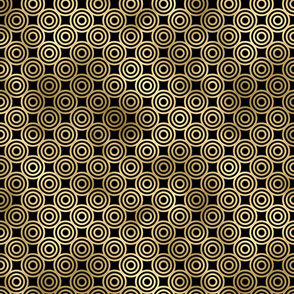 Circle Rings in Black and Gold Vintage Faux Foil Art Deco Vintage Foil Pattern