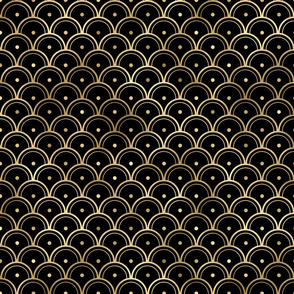 Dotted Scales in Black and Gold Vintage Faux Foil Art Deco Vintage Foil Pattern