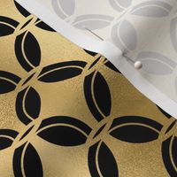 4 Leaf Quatrefoils in Black and Gold Vintage Faux Foil Art Deco Vintage Foil Pattern