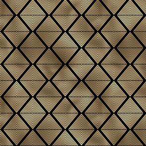 Lined Diamonds in Black and Gold Vintage Faux Foil Art Deco Vintage Foil Pattern