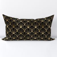 Scallop Shells in Black and Gold Art Deco Vintage Foil Pattern