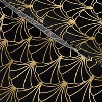 Scallop Shells in Black and Gold Art Deco Vintage Foil Pattern
