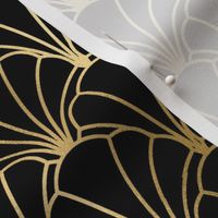 Scallop Shells in Black and Gold Art Deco Vintage Foil Pattern