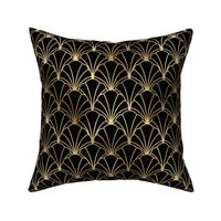 Scallop Shells in Black and Gold Art Deco Vintage Foil Pattern