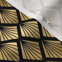 Small Palm Fans in Black and Gold Vintage Faux Foil Art Deco Vintage Foil Pattern