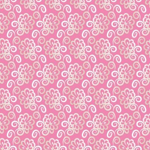lacy papercut flowers on pink by rysunki_malunki