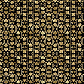 Small Scallop Shells in Black and Gold Art Deco Vintage Foil Pattern