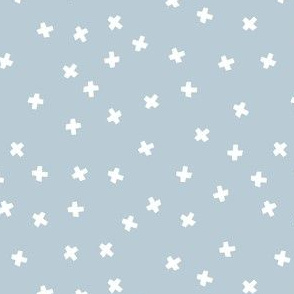 Geometric white cross stars on light grey blue