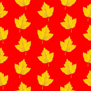 Yellow Leaves with Red Background (Large Size)