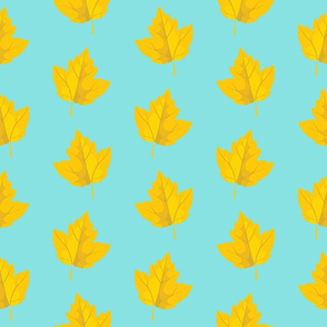 Yellow Leaves with Sky Blue Background (Large Size)