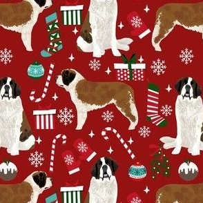 saint bernard christmas fabric - dog fabric, christmas fabric, saint bernard fabric, dog design - ruby