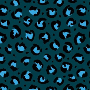 Trendy raw leopard print animals fur modern Scandinavian style panther wild cat design abstract brush blue navy