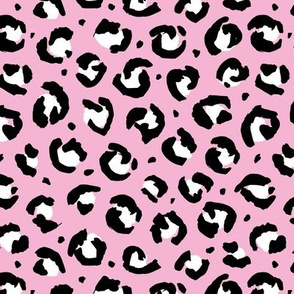 Trendy raw leopard print animals fur modern Scandinavian style panther wild cat design abstract brush pink white black