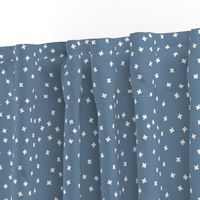 White cross stars on dark grey blue