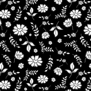 Fiori di Mimi's Meadow - White on black, medium 