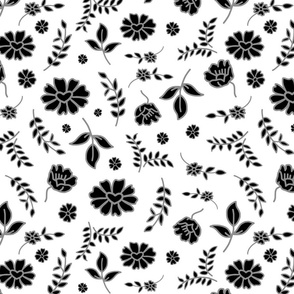 Fiori di Mimi's Meadow - Black on white, medium