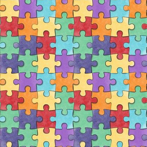 Rainbow Puzzle Fabric, Wallpaper and Home Decor | Spoonflower