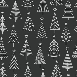 Modern Christmas Trees Grey&White