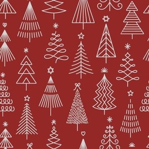 Modern Christmas Trees Red