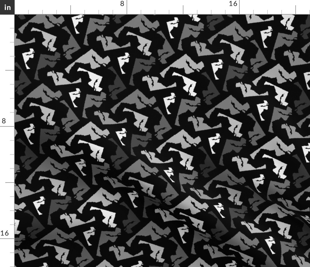 Maryland State Shape Pattern Black and White 