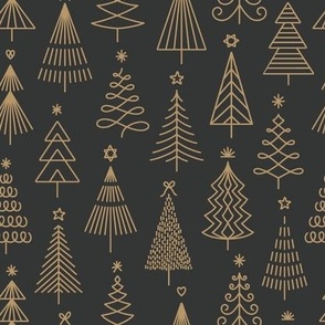 Modern Christmas Trees Grey&Gold