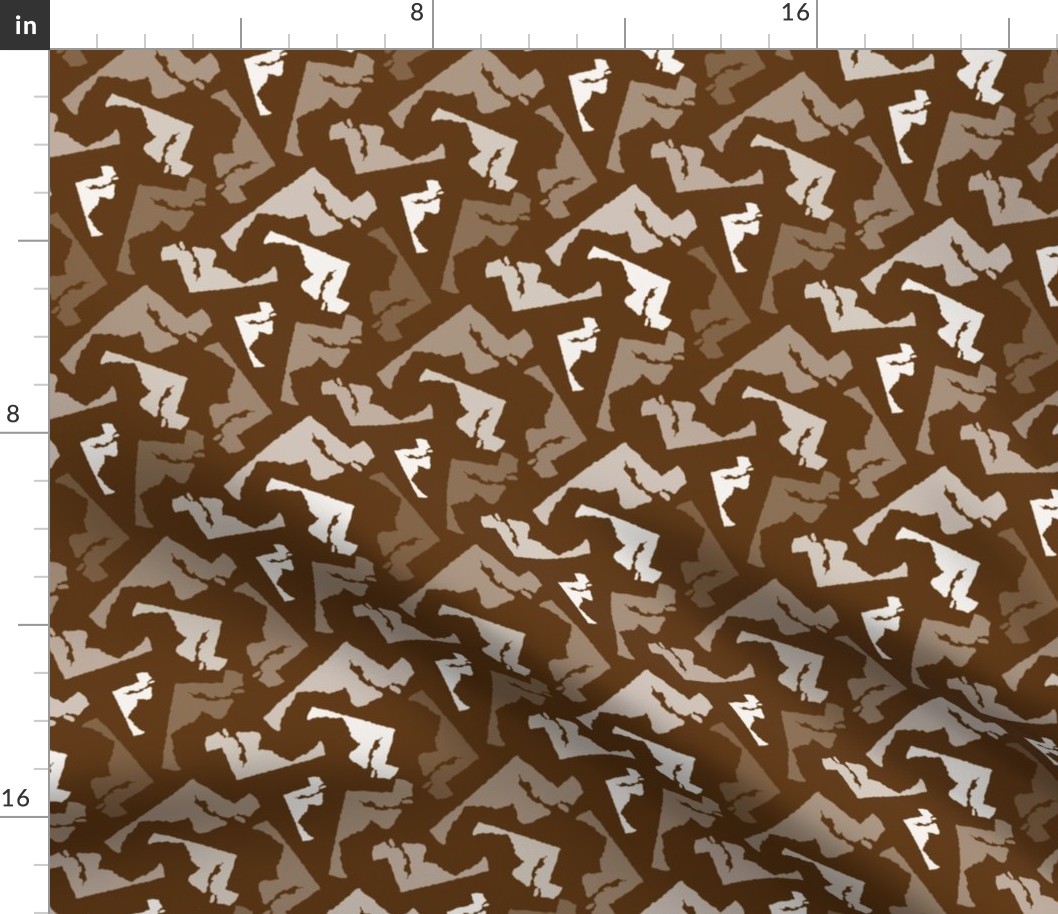 Maryland State Shape Pattern Brown and White 