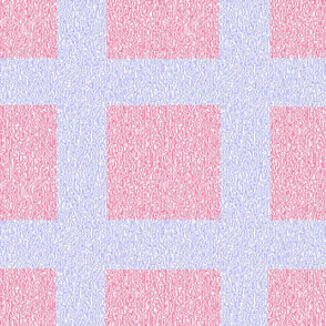Pink and Blue Wool Tweed Grid 