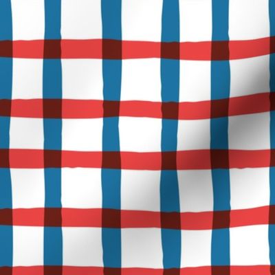 Wonky Plaid - Red, White and Blue Large