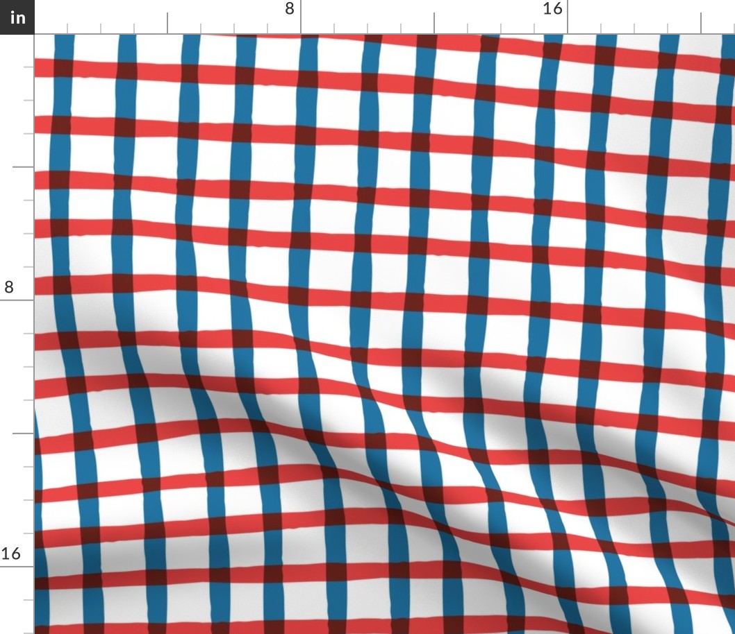 Wonky Plaid - Red, White and Blue Large