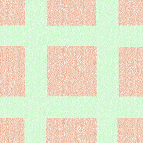Lime and Peach Wool Tweed Grid   