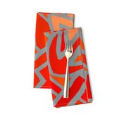 African BaKuba Wallpaper - Red Orange Gray - Large Scale