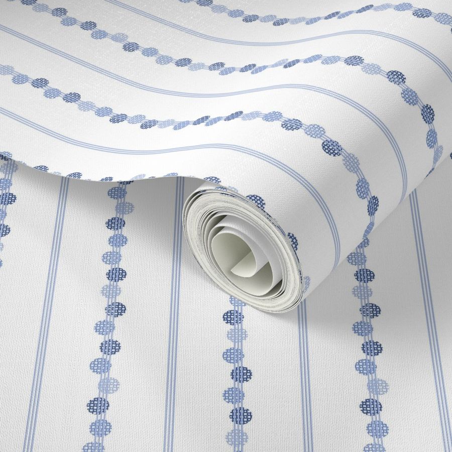 Blue and white dotted stripe pattern